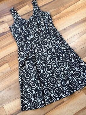 Chocolate Brown and White Spiral Dot A-Line Dress